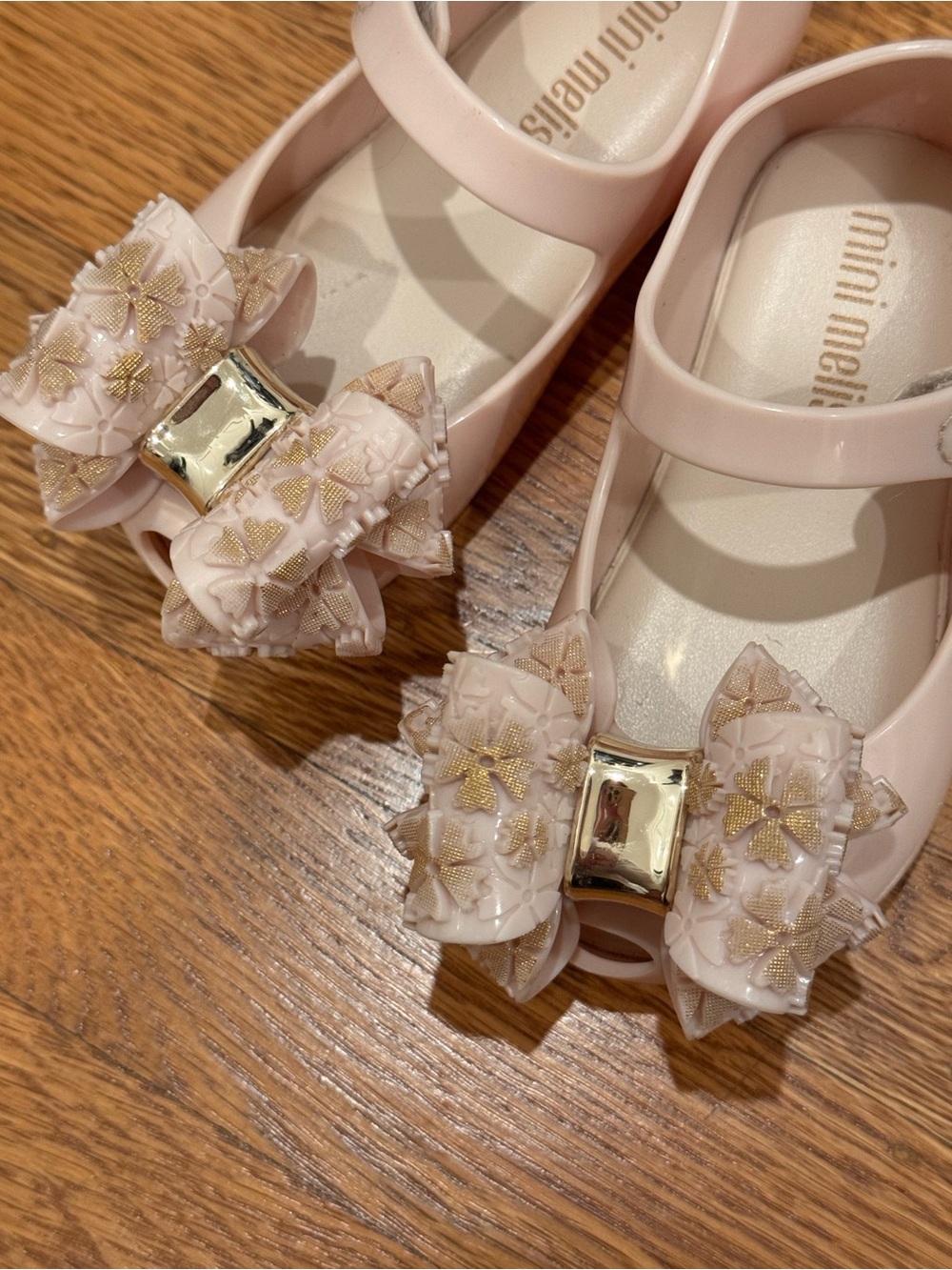 Melissa Kids Blush Pink Jelly Bow Ballet Flats size toddler 6C - Like new! - Picture 2 of 11
